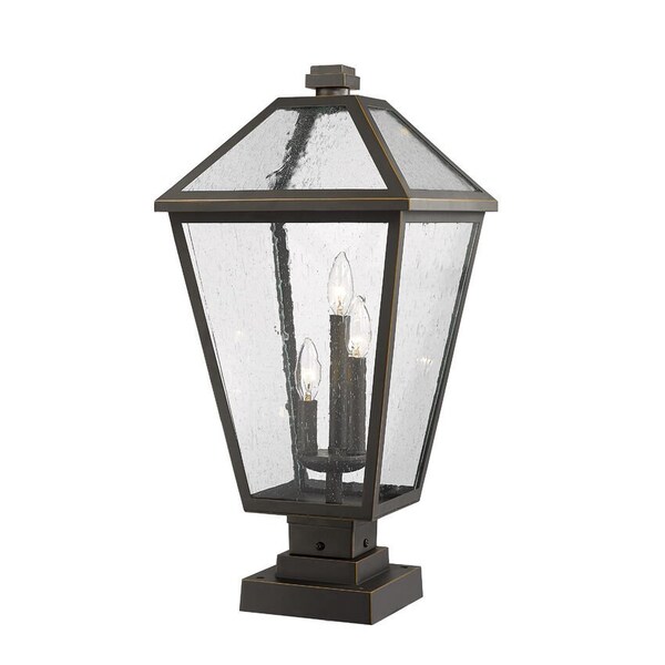 Z-Lite Talbot 3 Light Outdoor Pier Mounted Fixture, Oil Rubbed Bronze And Seedy 579PHXLS-SQPM-ORB - main